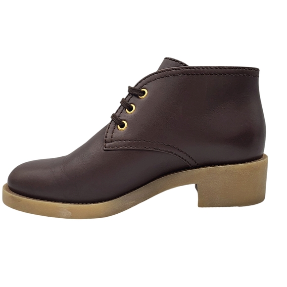 SOLD! CHANEL Lace-up Lug Sole Leather Ankle Boots Brown Booties 39.5 - Picture 3 of 16